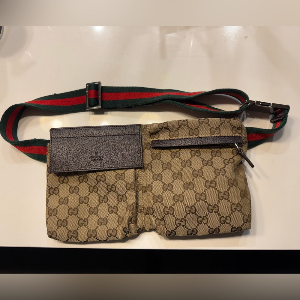 Authentic Gucci Brown and Green Crossbody Bag